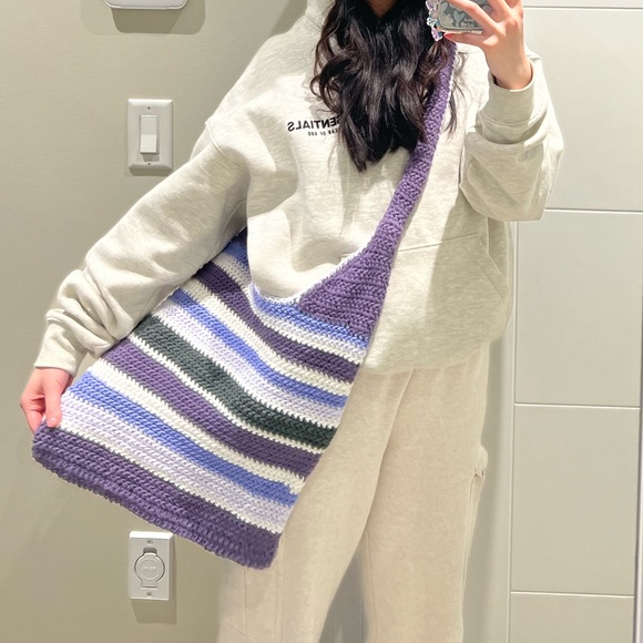 Crochet tote bag purple - Picture 3 of 3